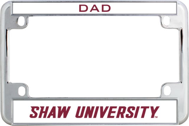 Shaw University Metal Motorcycle License Plate Frame in Shaw U Logo - ONLINE ONLY